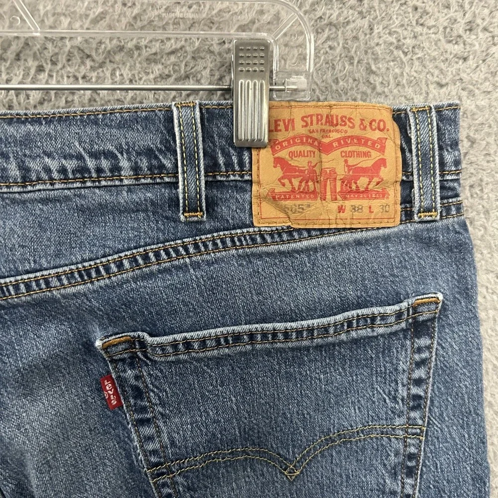 Levis Jeans Mens 38x30 Blue Denim‎ 505 Straight American Work Wear Cotton Adult
